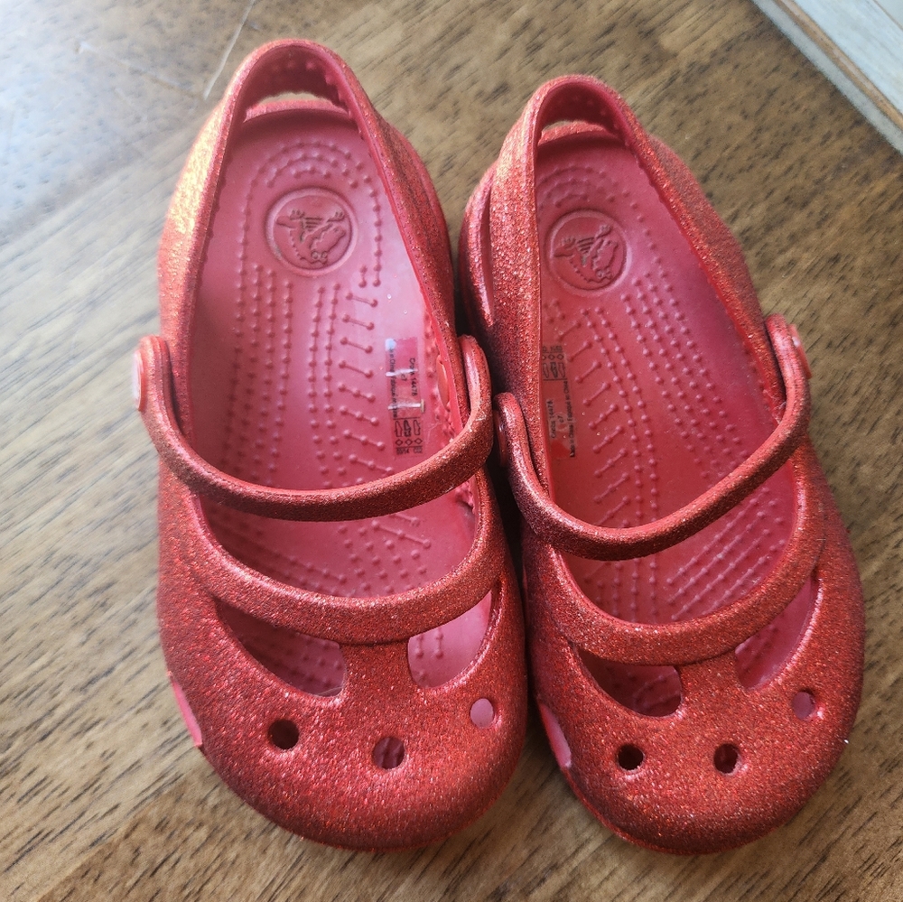 CROCS Kids Glittery Red Sandals